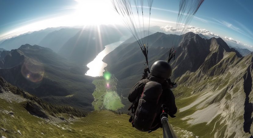 Vol en parapente en été