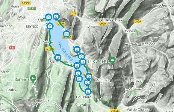 Carte piste cyclable Annecy